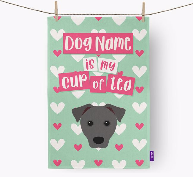 '{dogsName} is my cup of tea' Dish Towel with {breedFullName} Icon